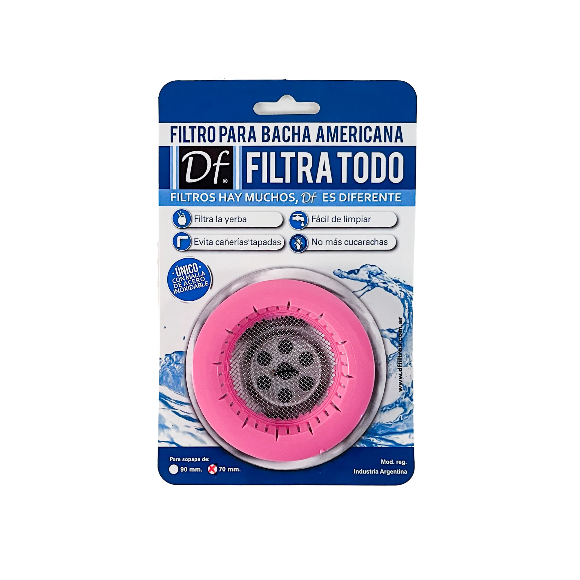 Filtro para bacha americana chico DF en blister, color rosa