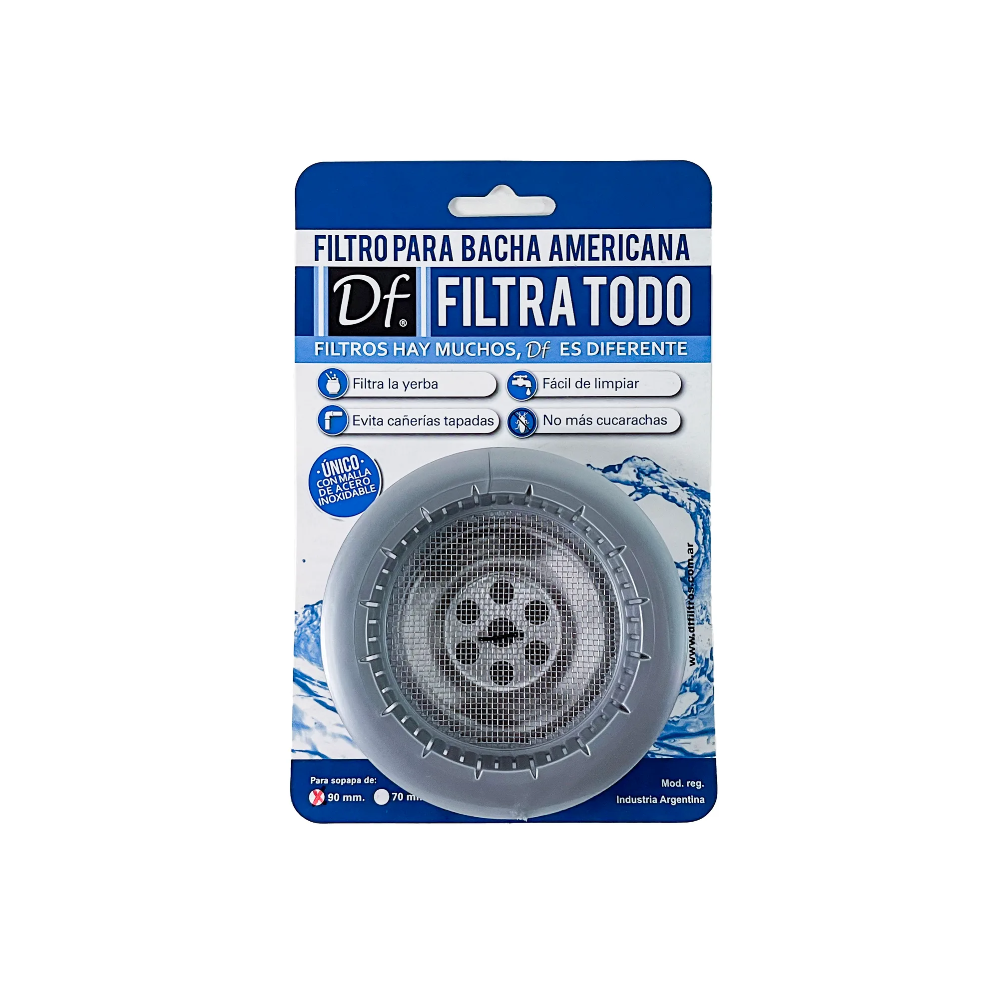 Filtro para bacha americana grande DF en blister, color plata