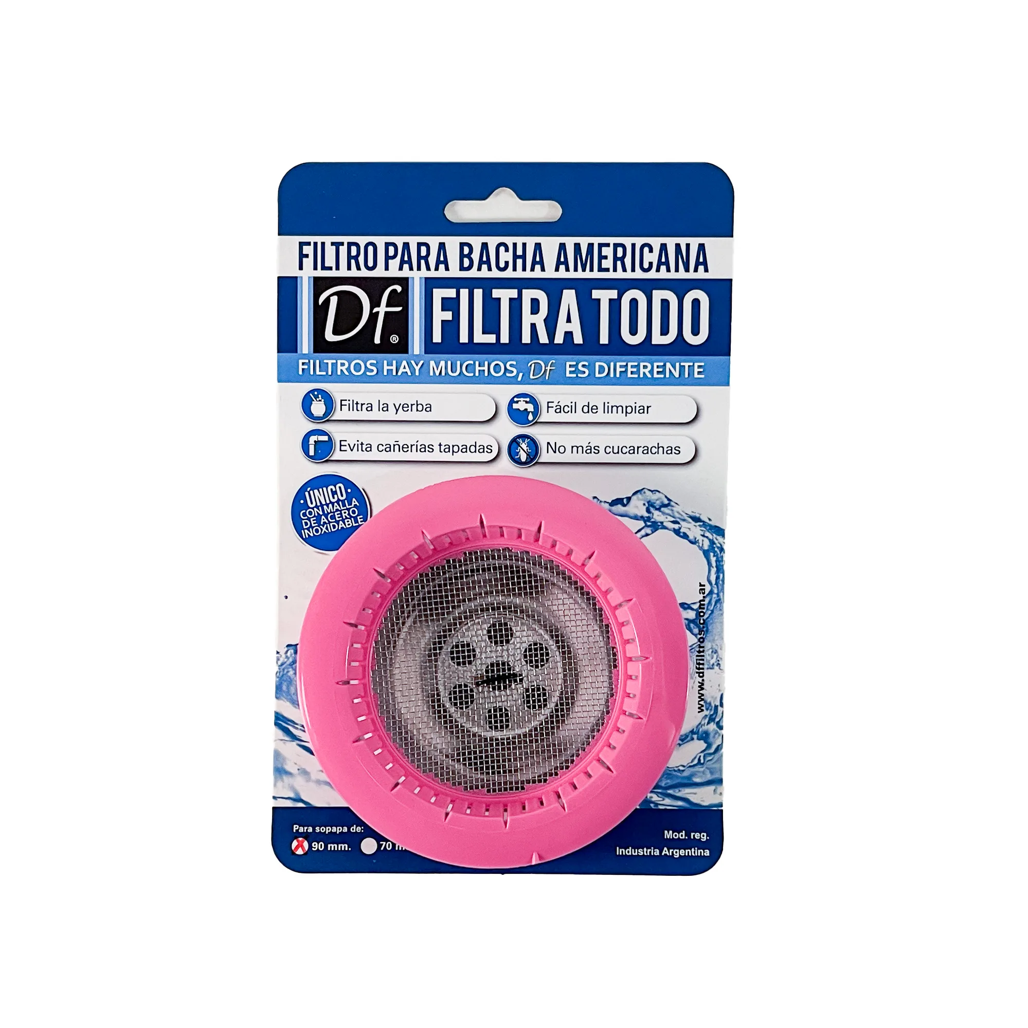 Filtro para bacha americana grande DF en blister, color rosa
