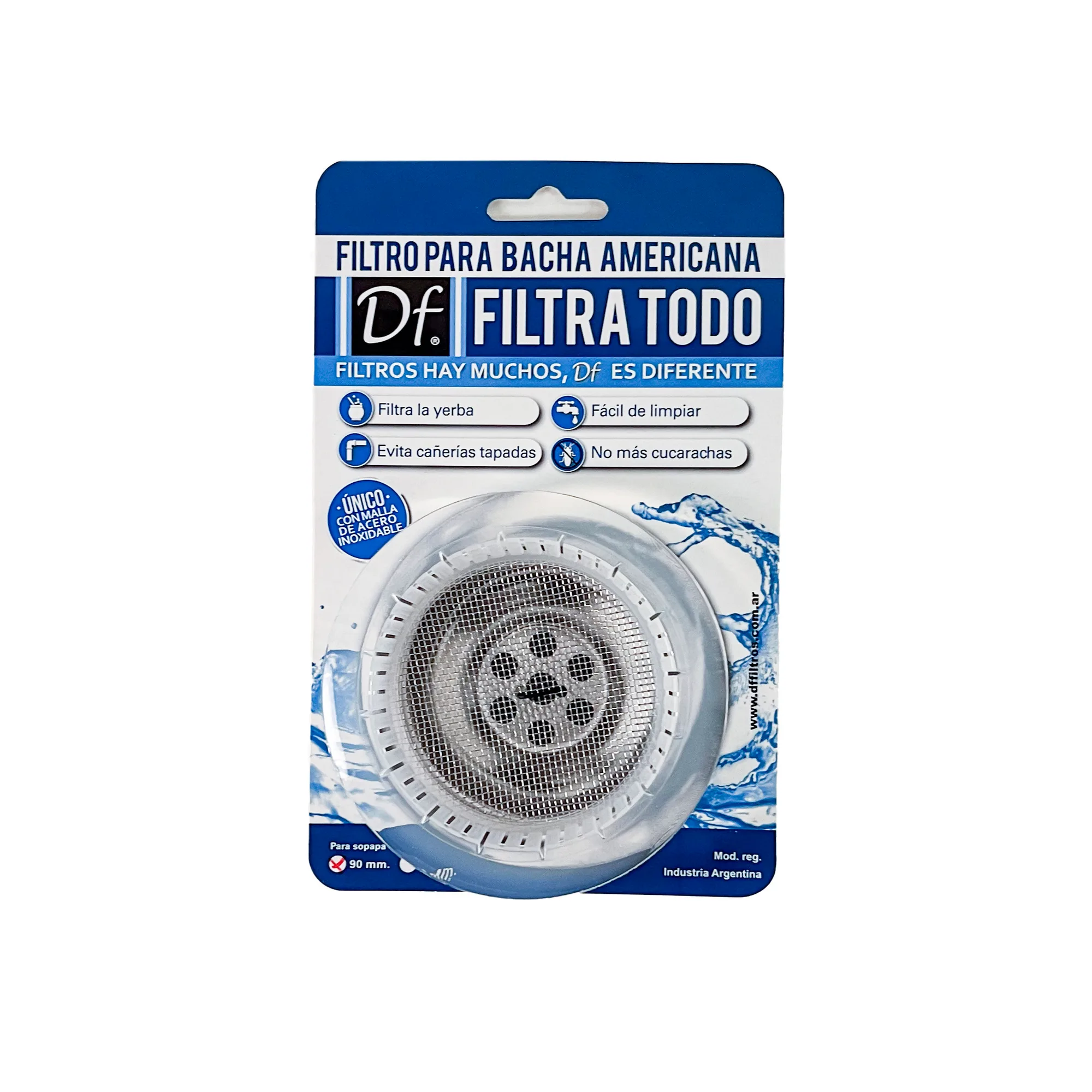 Filtro para bacha americana grande DF en blister, color transparente