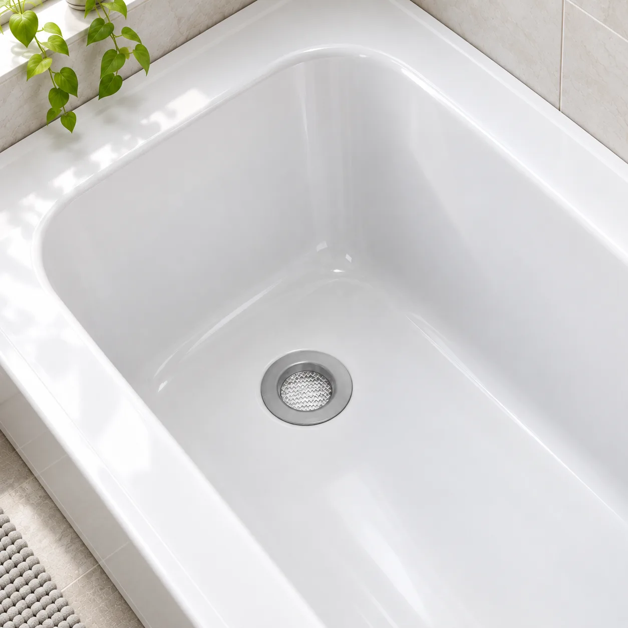 Filtro para bañera DF instalado en el desagüe de una bañera