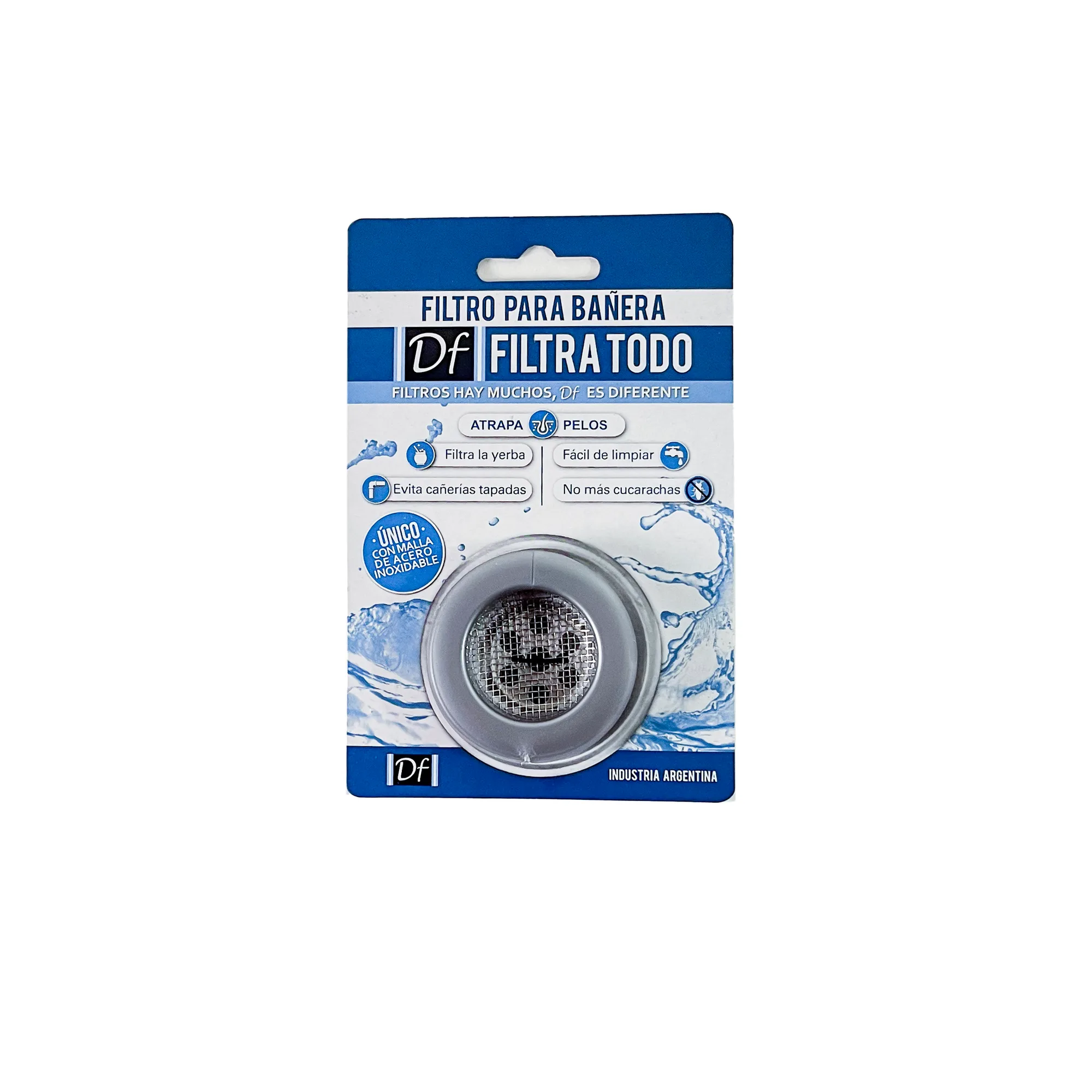 Filtro para bañera DF en blister, color plata