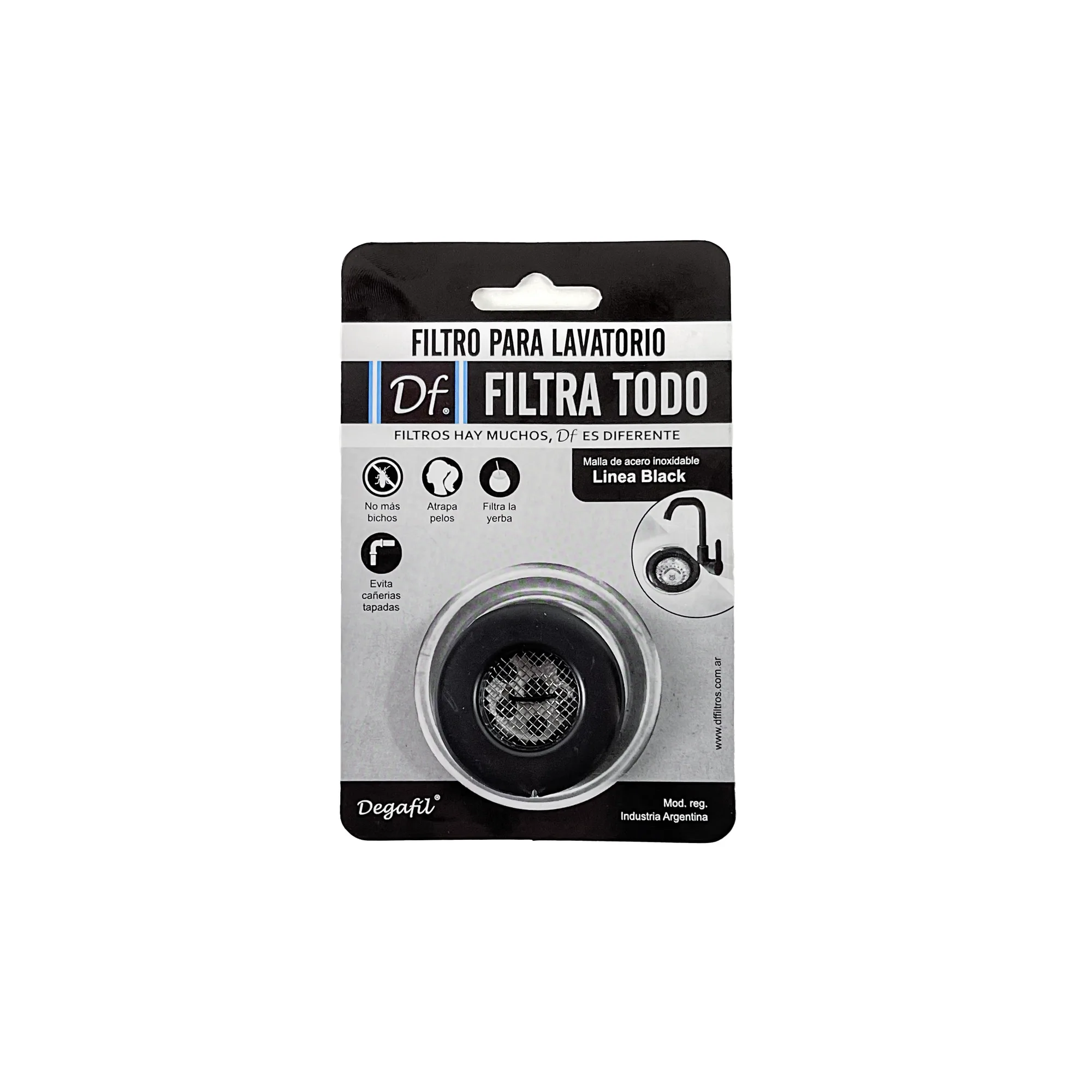 Filtro para lavatorio y bidet DF en blister, color negro