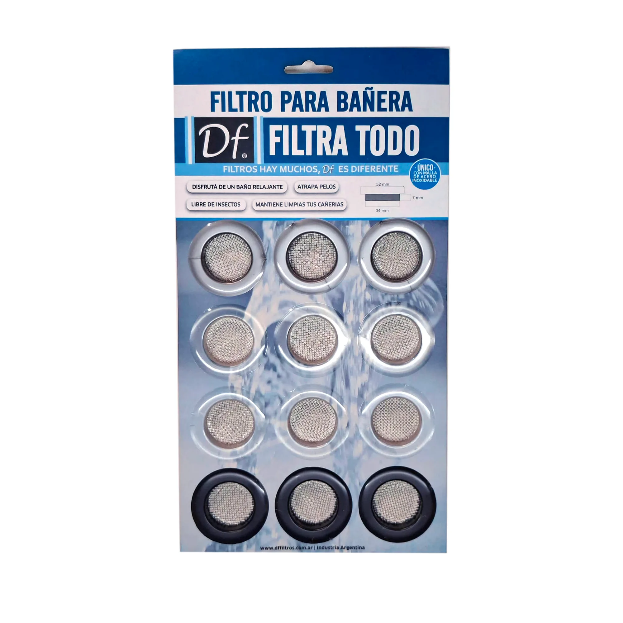 Blister x 12 de filtros para bañera DF