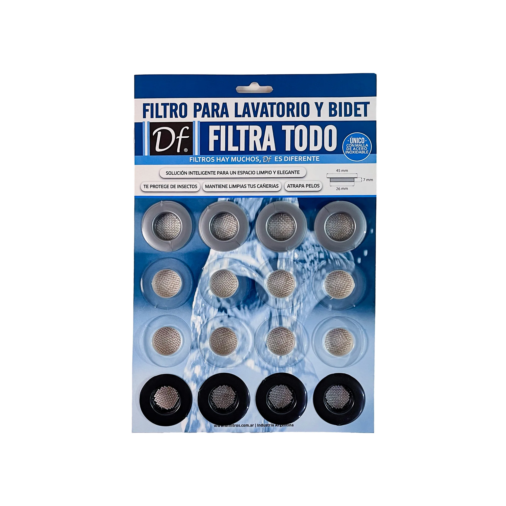 Blister x 16 de filtros para lavatorio y bidet DF