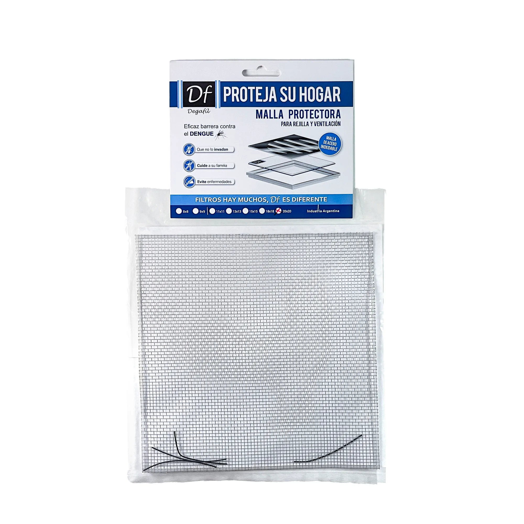 Malla protectora para rejillas DF de 20 x 20 cm en su envase