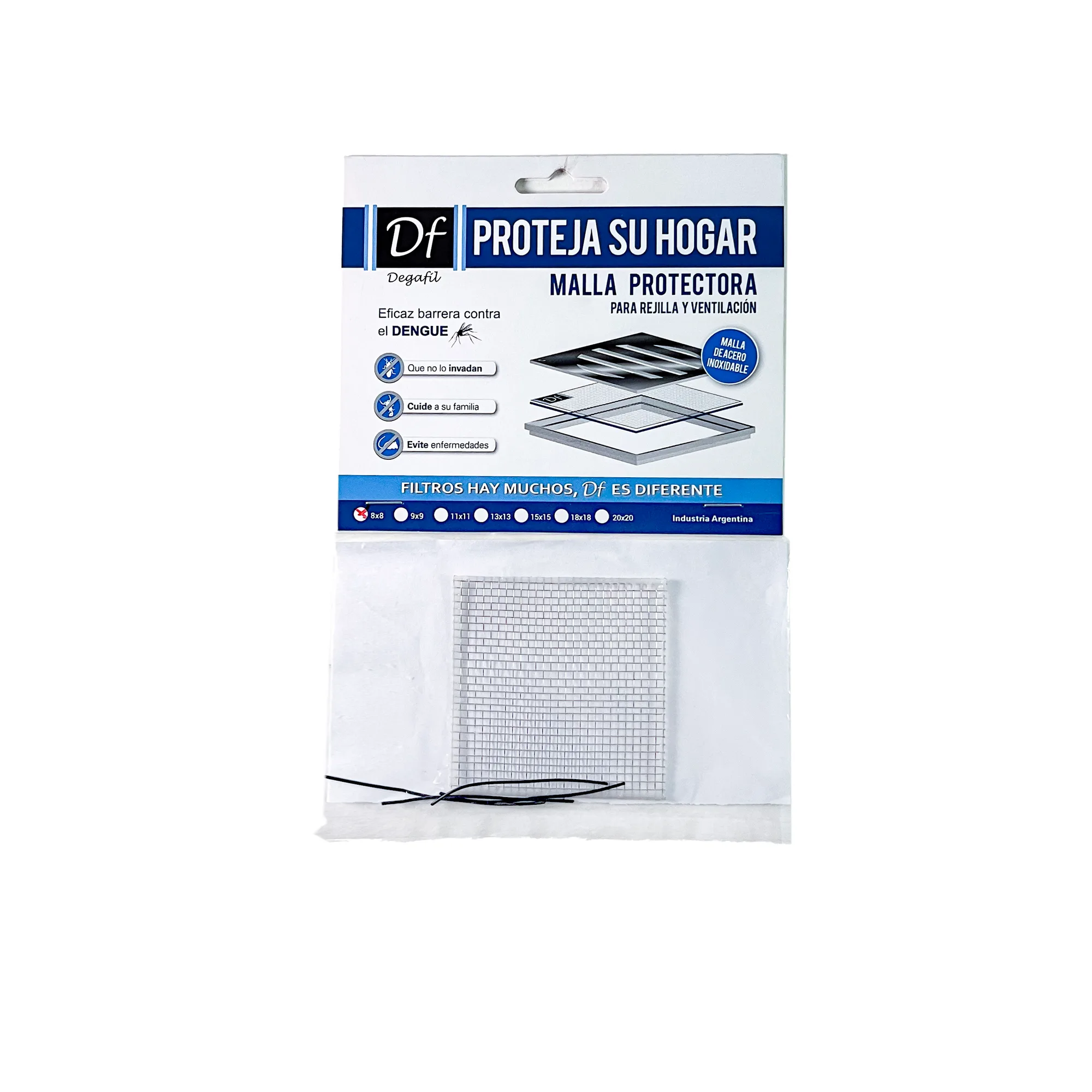 Malla protectora para rejillas DF de 8 x 8 cm en su envase