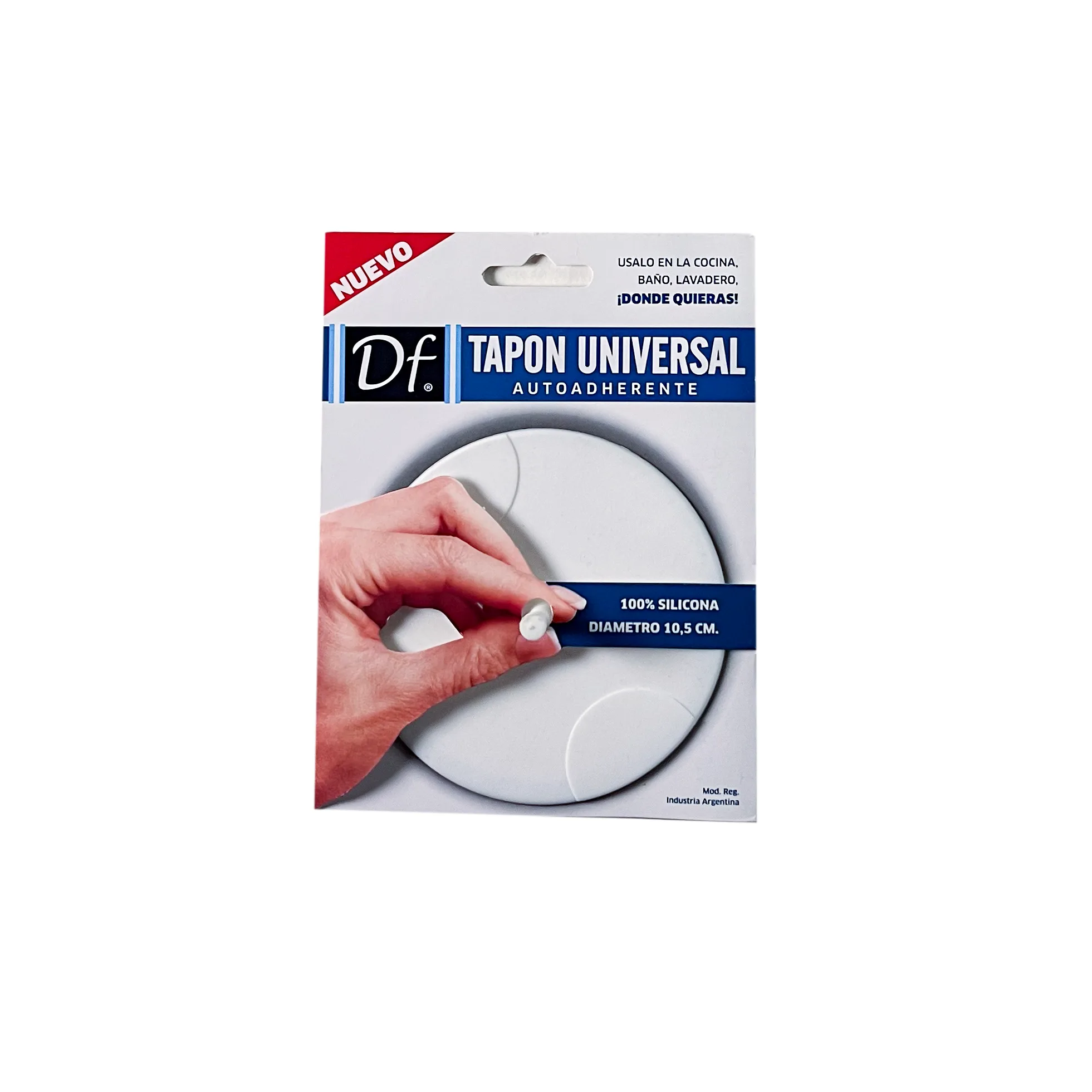 Tapón universal autoadherente DF color blanco en su blister