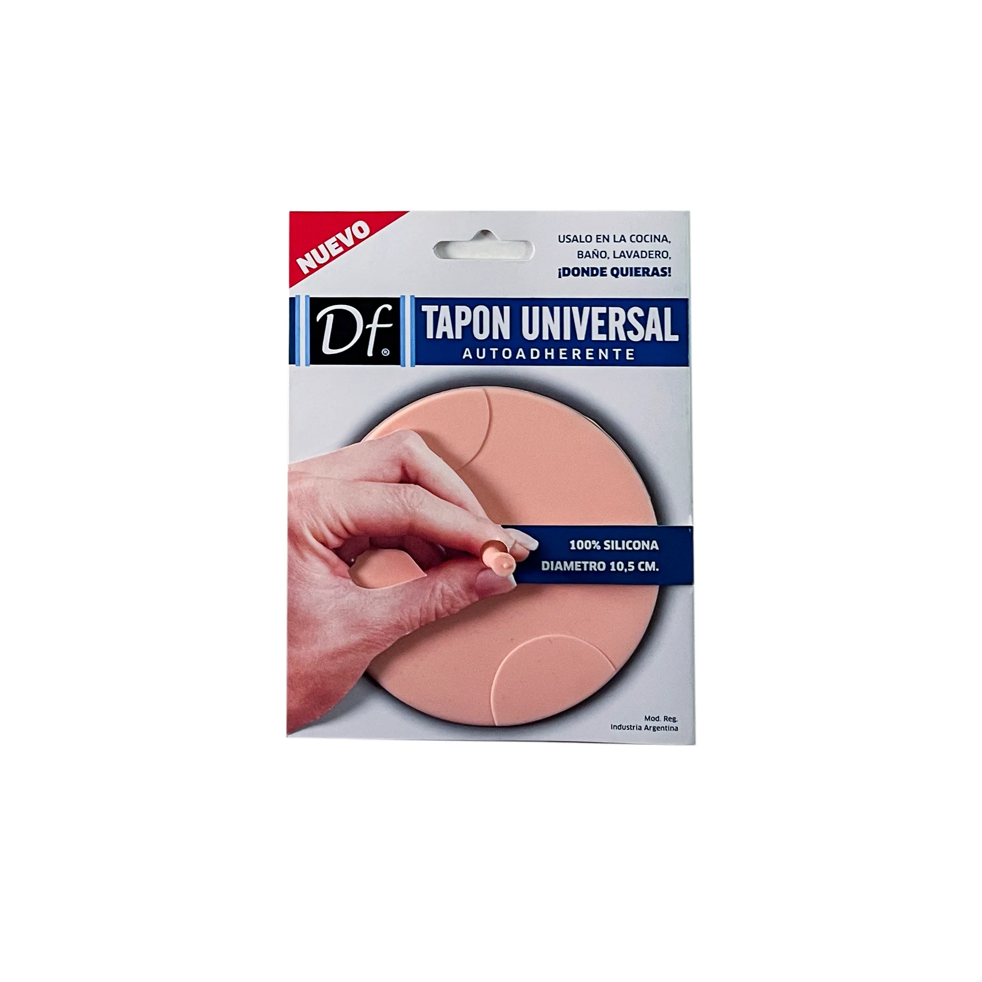 Tapón universal autoadherente DF color rosa en su blister